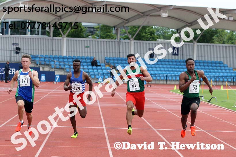 Senior mens 100 metres, Northern Senior and Under-20s Champs., SportsCity, Manchester. Photo: David T. Hewitson/Sports for All Pics